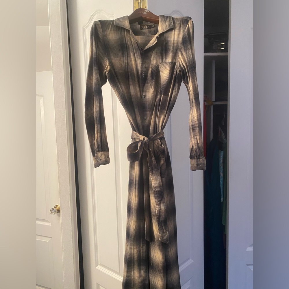 RRL plaid maxi shirtwaist dress with belt